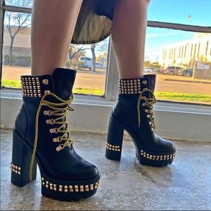 Platform block heel bootie